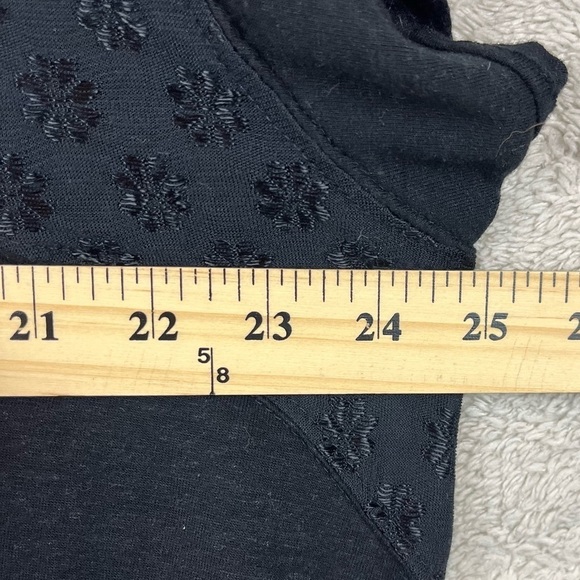 FREE PEOPLE Boho Flower Knit Tri-cot Black Oversized Flowy Tunic Top XS  (to XL) - Picture 12 of 13